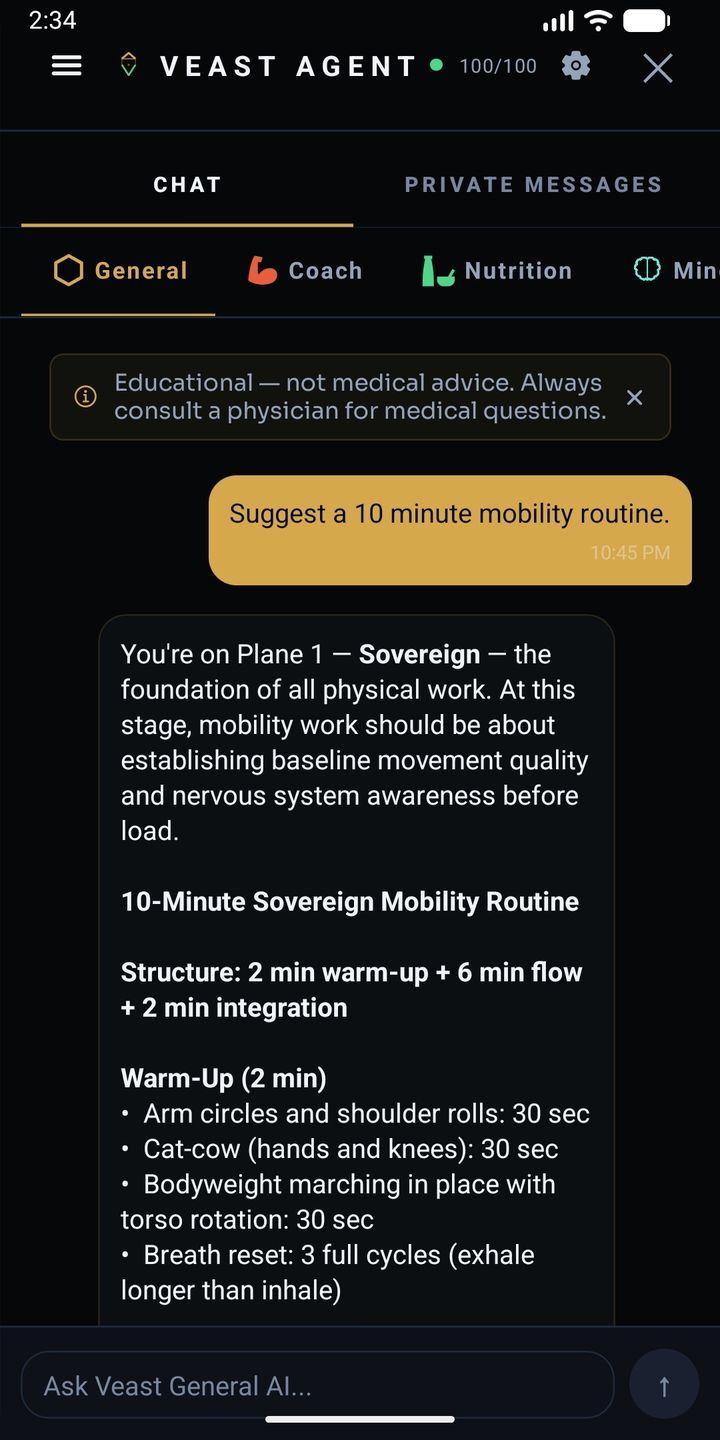 Veast Agent: Suggest a 10 minute mobility routine.